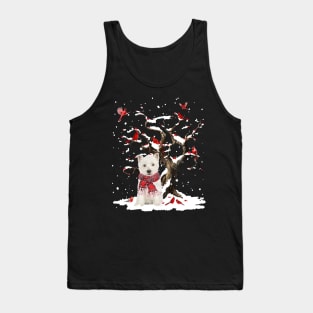 West Highland White Terrier Scarf Cardinal Snow Christmas Tank Top